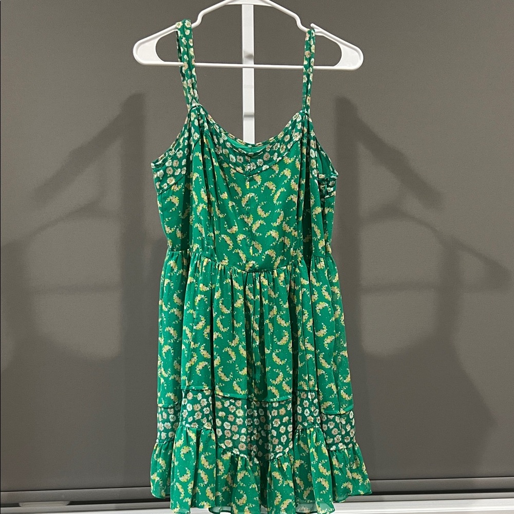 LC Lauren Conrad Teal Dress with Floral Accents